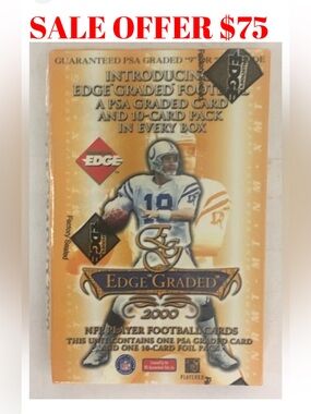 Edge 2000 Factory Sealed NFL Football Card Pack 1 PSA Graded Card Per Pack